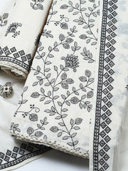 Embroidered Cotton Blend Unstitched Suit With Pant & Dupatta