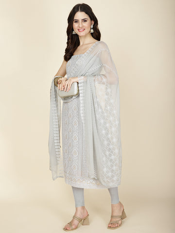 All Over Embroidered Georgette Unstitched Suit Piece With Dupatta