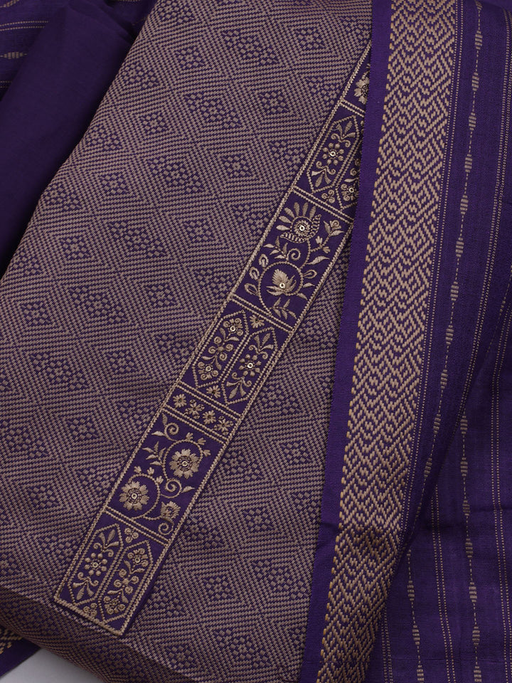 Patch Neck Art Silk Unstitched Suit With Dupatta