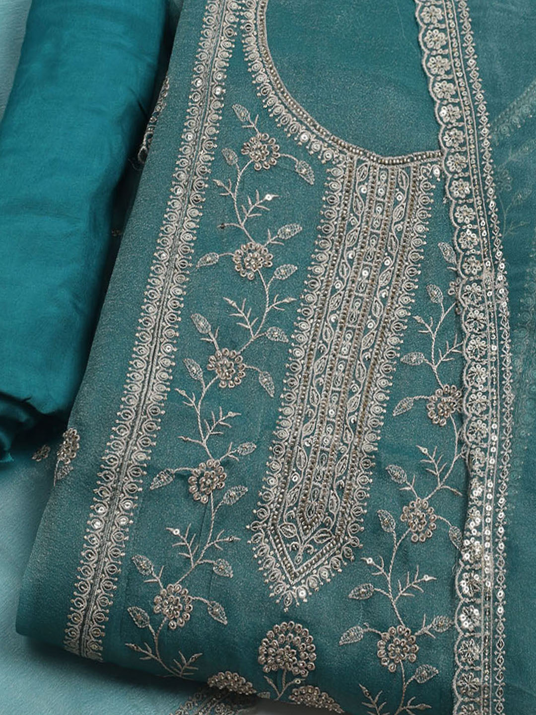 Embroidered Tissue Unstitched Suit With Dupatta