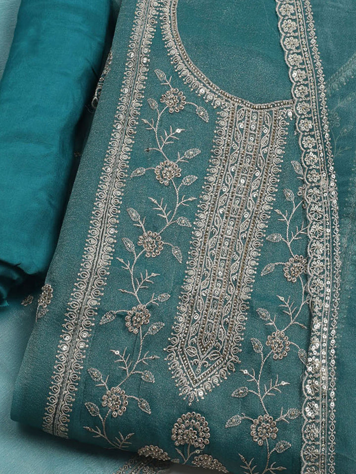 Embroidered Tissue Unstitched Suit With Dupatta