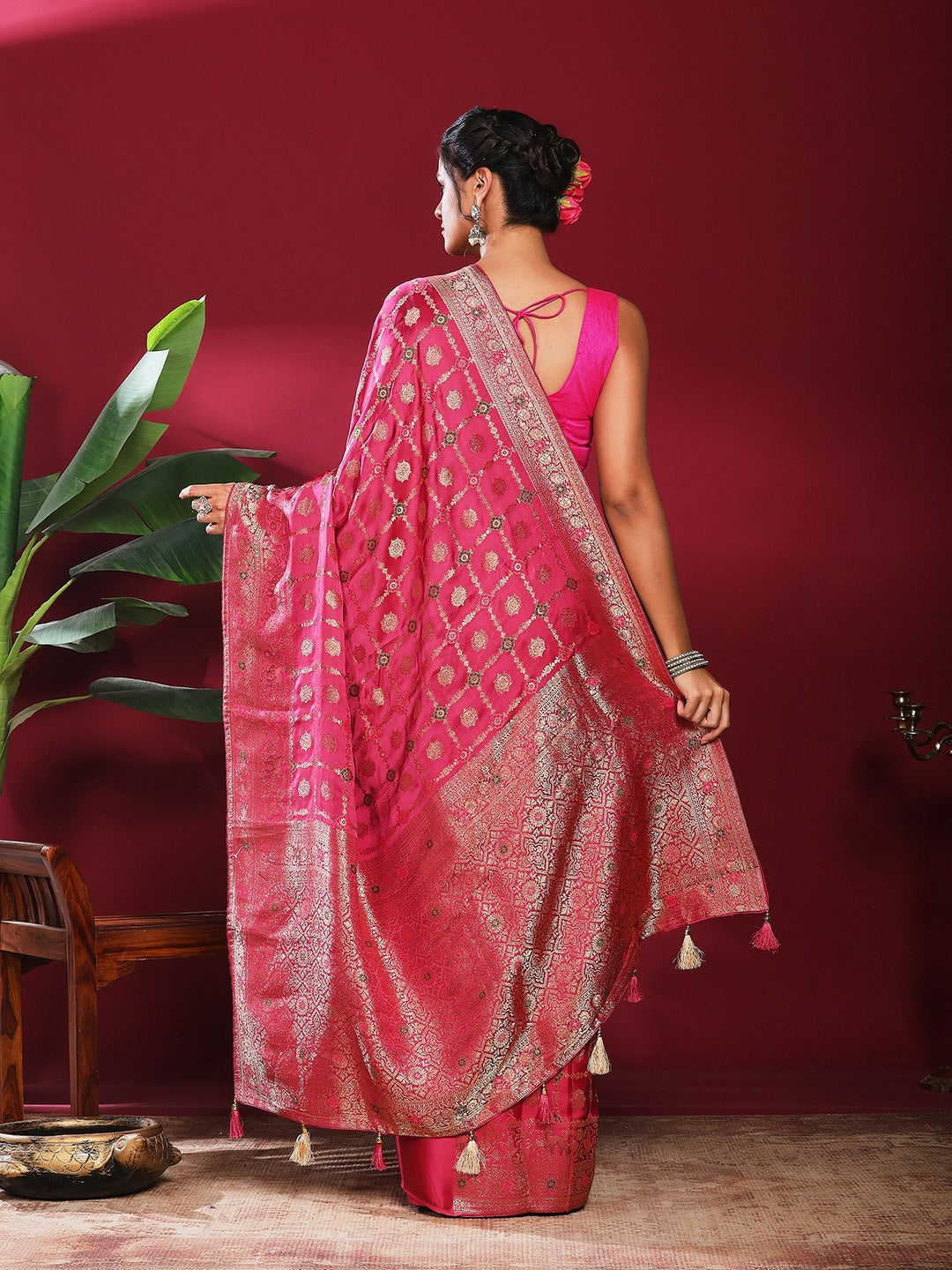 Woven Design Satin Saree