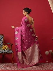 Woven Design Art Silk Magenta Saree