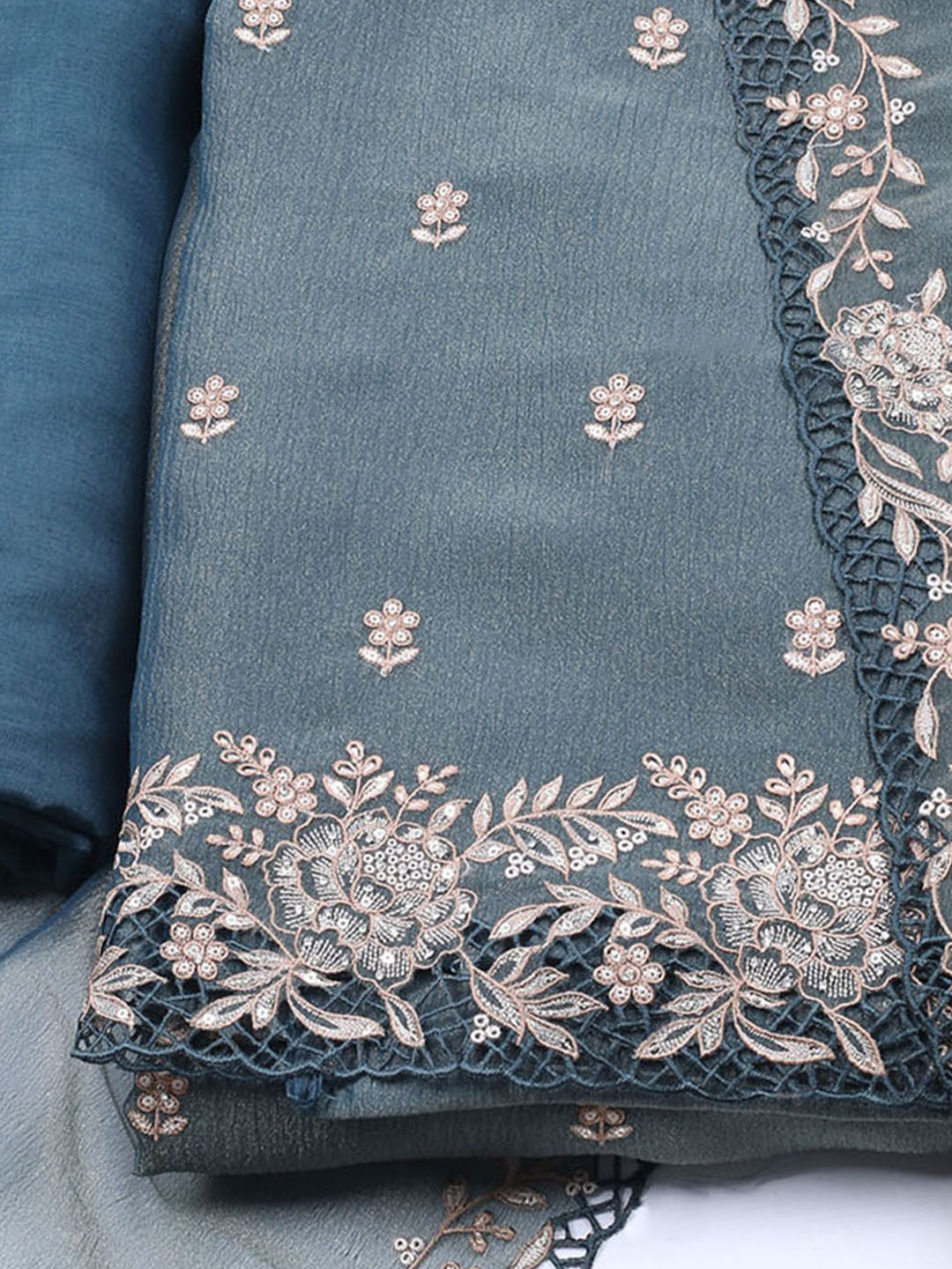 Embroidered Tissue Unstitched Suit With Dupatta