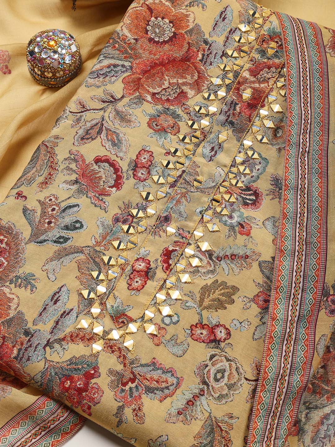 Printed Muslin Unstitched Suit Piece With Dupatta