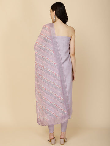 Printed Linen Unstitched Suit Piece With Dupatta