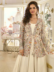 Embroidered Art Silk Gown With Jacket