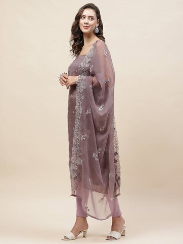 Embroidered Organza Unstitched Suit Piece With Dupatta