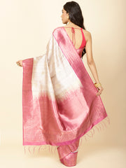 Zari Border Booti Woven Tussar Saree