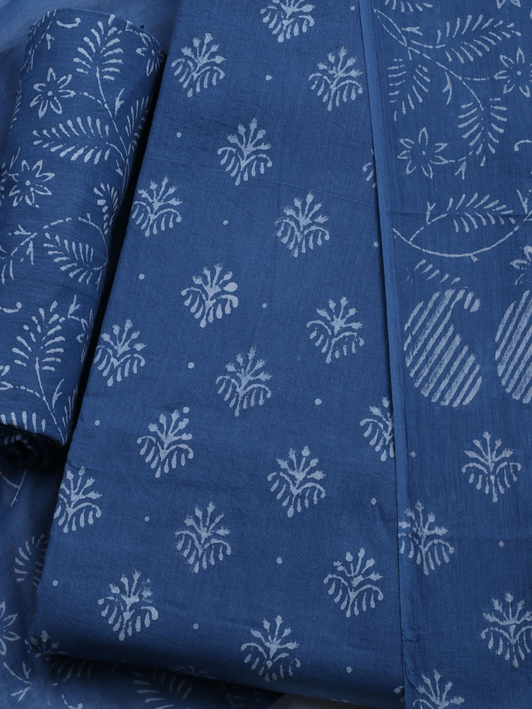 Printed Cotton Blend Unstitched Kurta With Pant &amp; Dupatta
