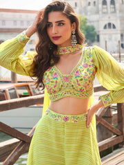 Embroidered Art Silk Choli With Gharara & Dupatta