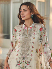 Embellished Silk Blend Kaftaan With Sharara