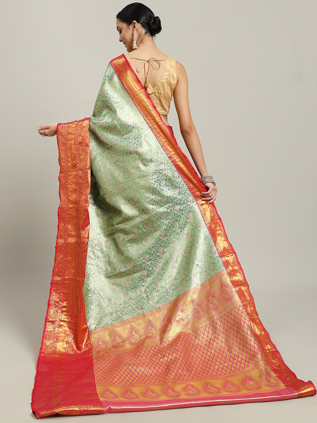 Woven Brodcade Zari Jaal Art Silk Saree