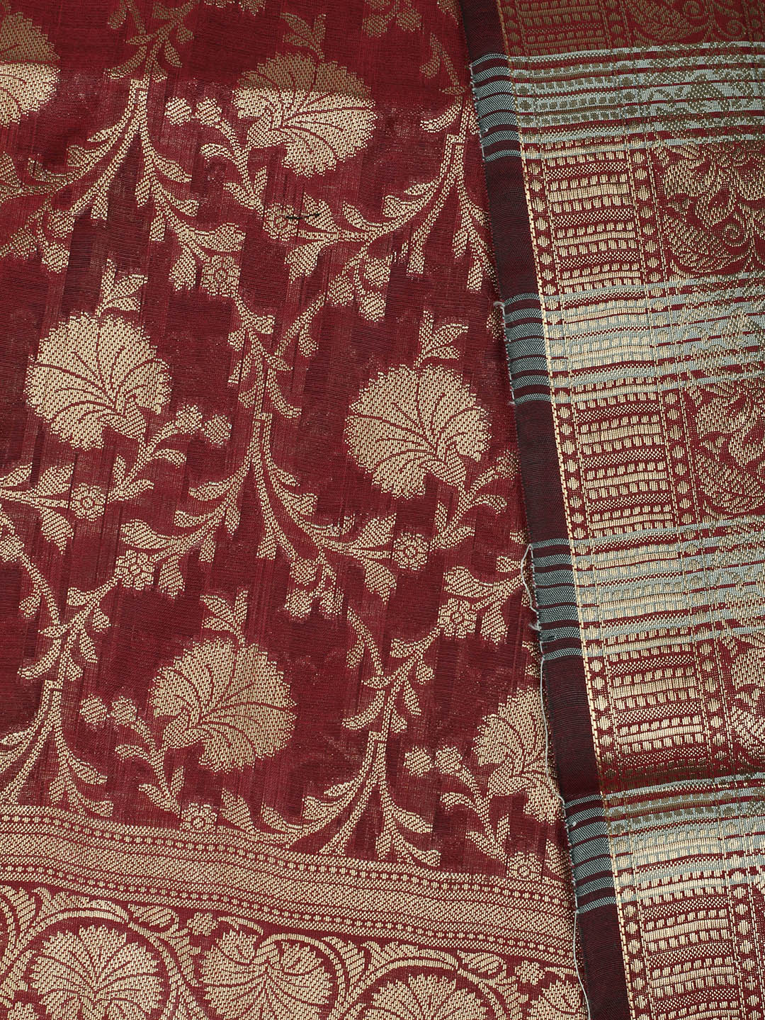 Woven Design Chanderi Unstitched Suit With Pant &amp; Dupatta