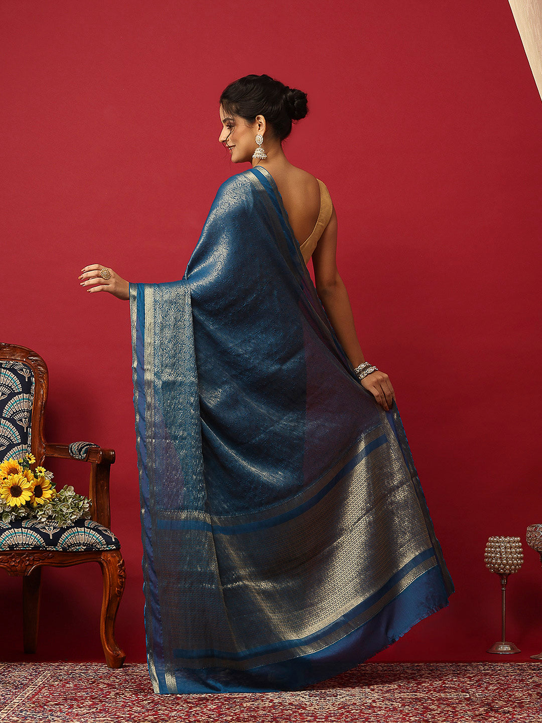 Plain Crepe Saree