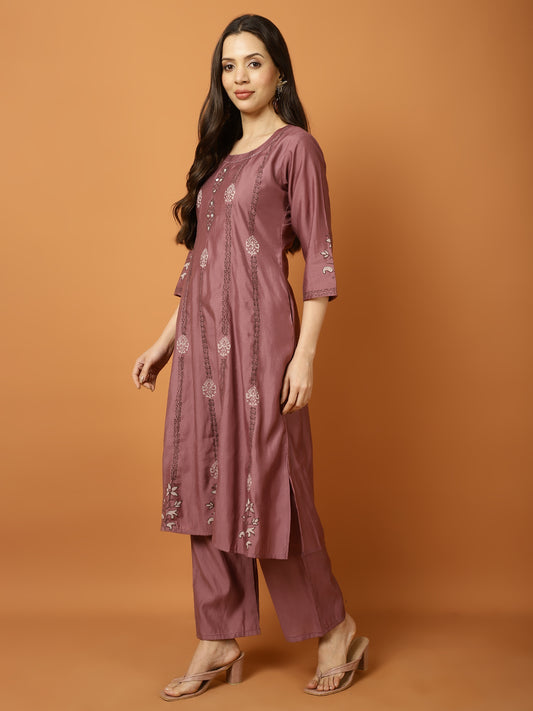 Printed Cotton Blend Kurta With Pants