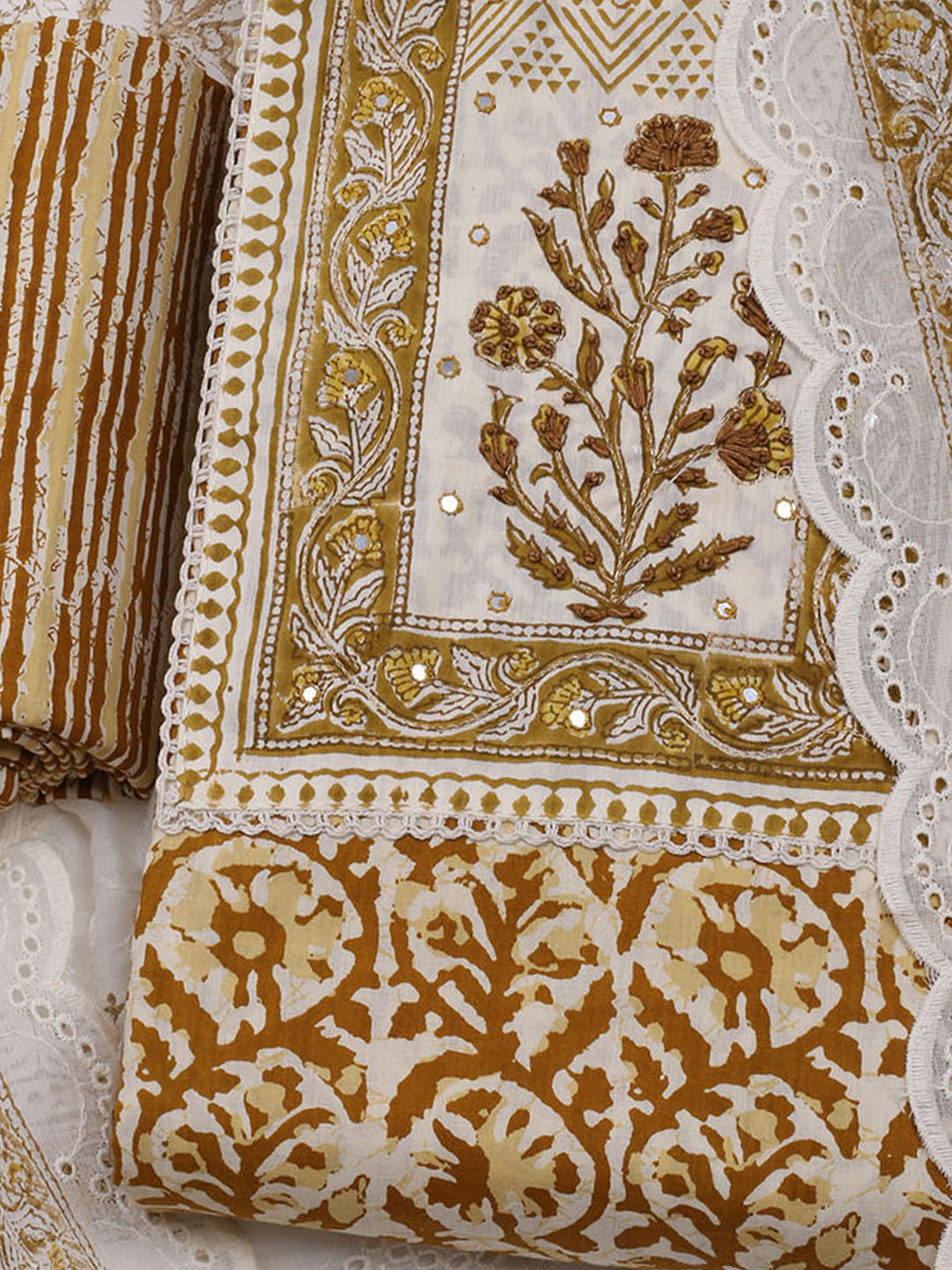 Printed Cotton Blend Unstitched Suit With Dupatta