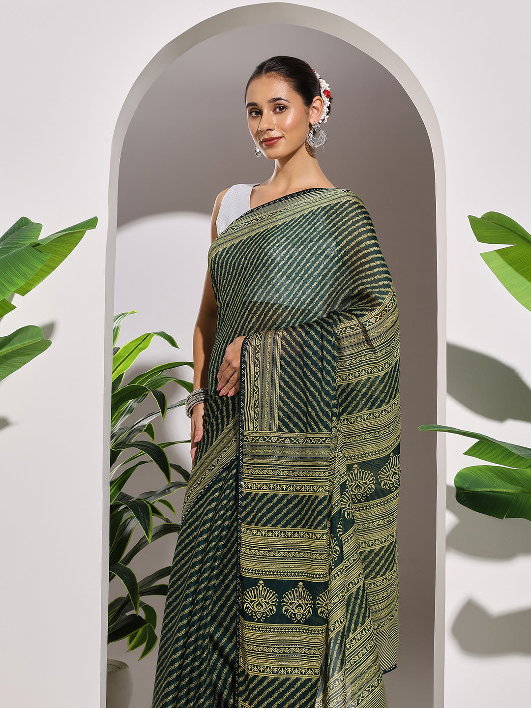 Floral Printed Georgette Saree