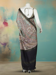 Printed Tussar Black Multi Saree