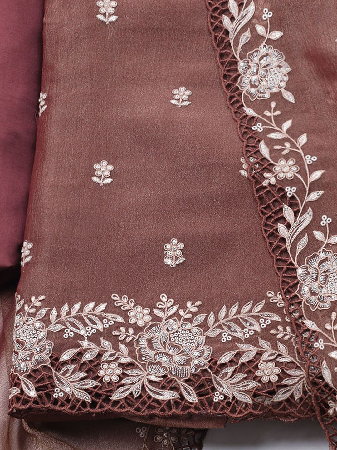Embroidered Tissue Unstitched Suit With Dupatta