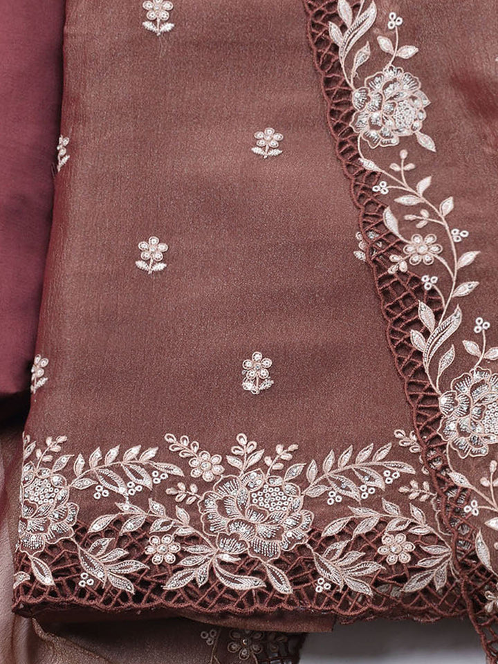 Embroidered Tissue Unstitched Suit With Dupatta
