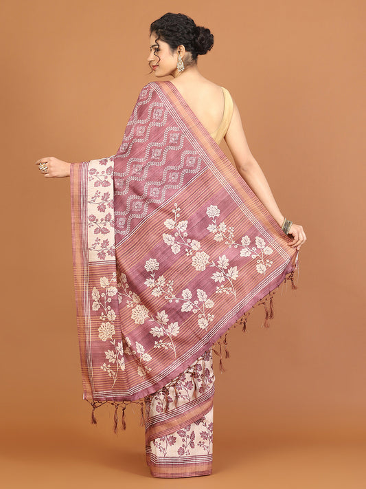 Digital Printed Tussar Woven Saree