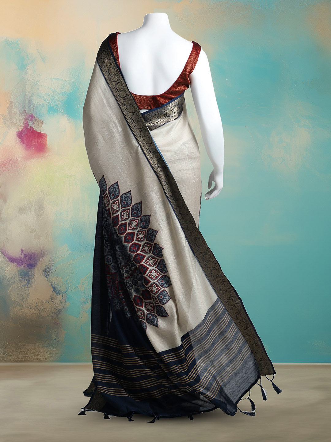 Printed Tussar Saree