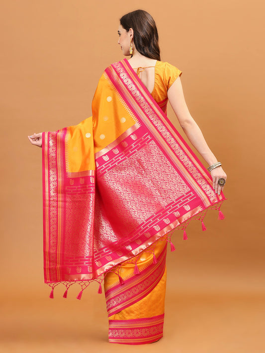 Zari Border Booti Woven Handloom Saree