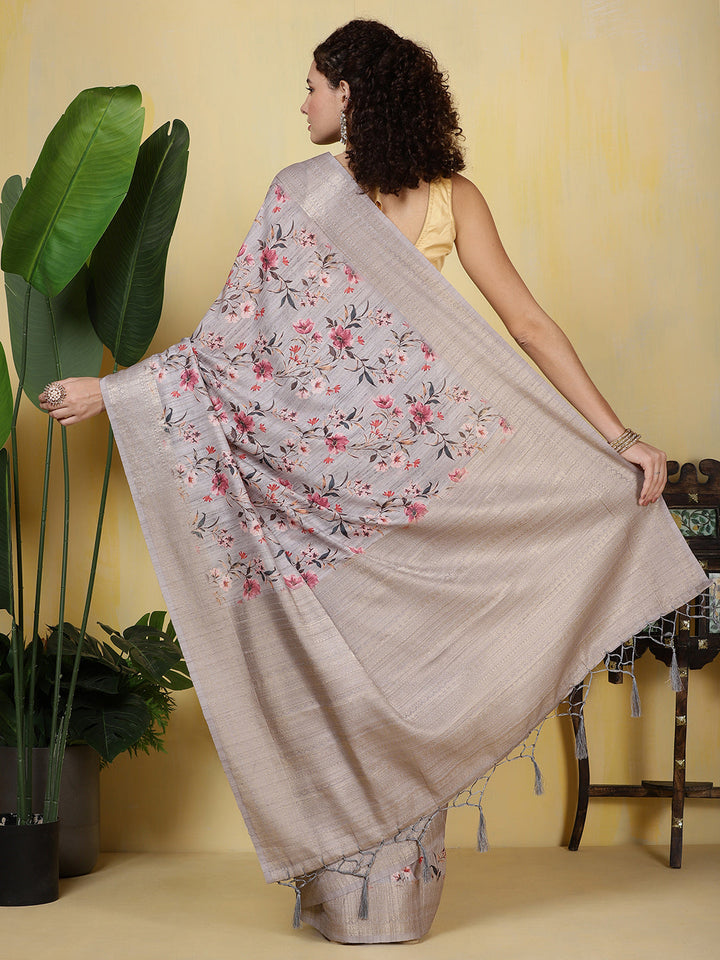 Digital Printed Tussar Saree