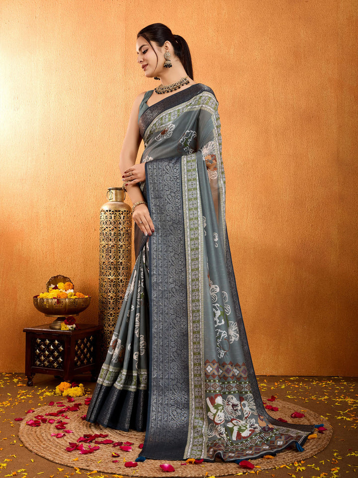 Patola Zari Border Art Silk Woven Saree