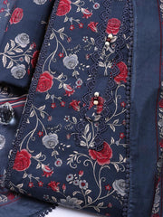 Embroidered Cotton Blend Unstitched Suit With Pant Dupatta