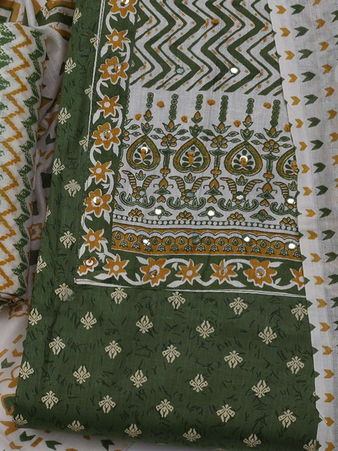 Printed Cotton Blend Unstitched Suit With Dupatta