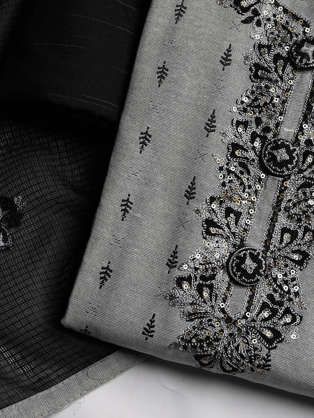 Embroidered Cotton Blend Unstitched Suit With Dupatta