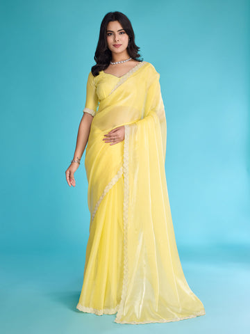 Stone Work Border Chiffon Saree