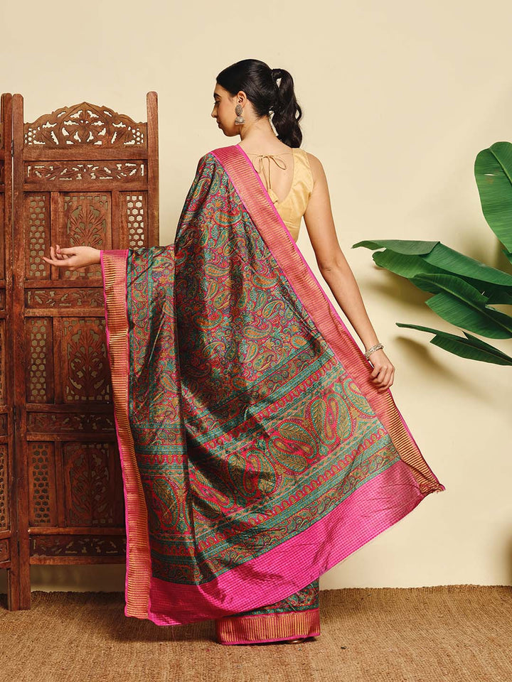 Paisley Printed Art Silk Saree