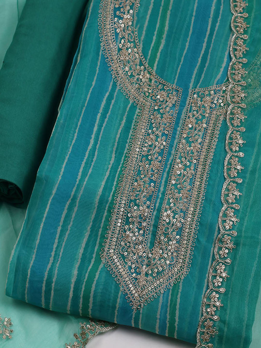Embroidered Organza Unstitched Suit With Dupatta