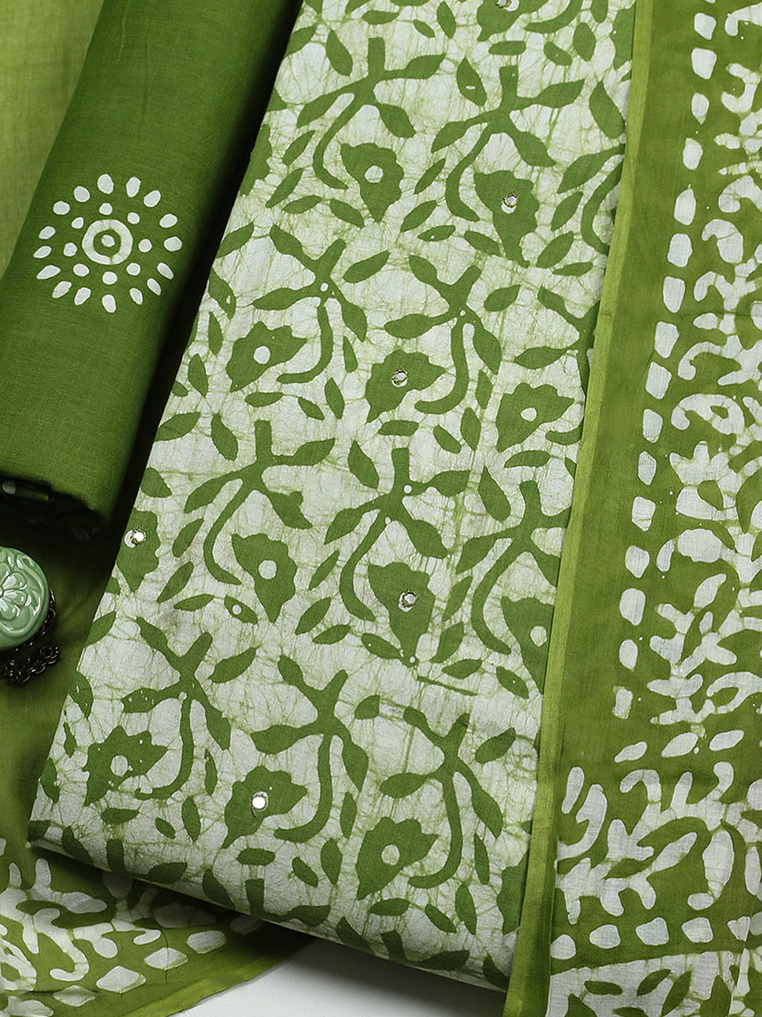 Printed Cotton Blend Unstitched Suit With Pant &amp; Dupatta
