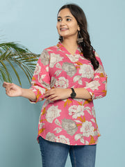 Printed Cotton Blend Short Kurti