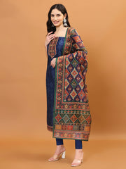 Printed Chanderi Unstitched Suit Piece With Dupatta