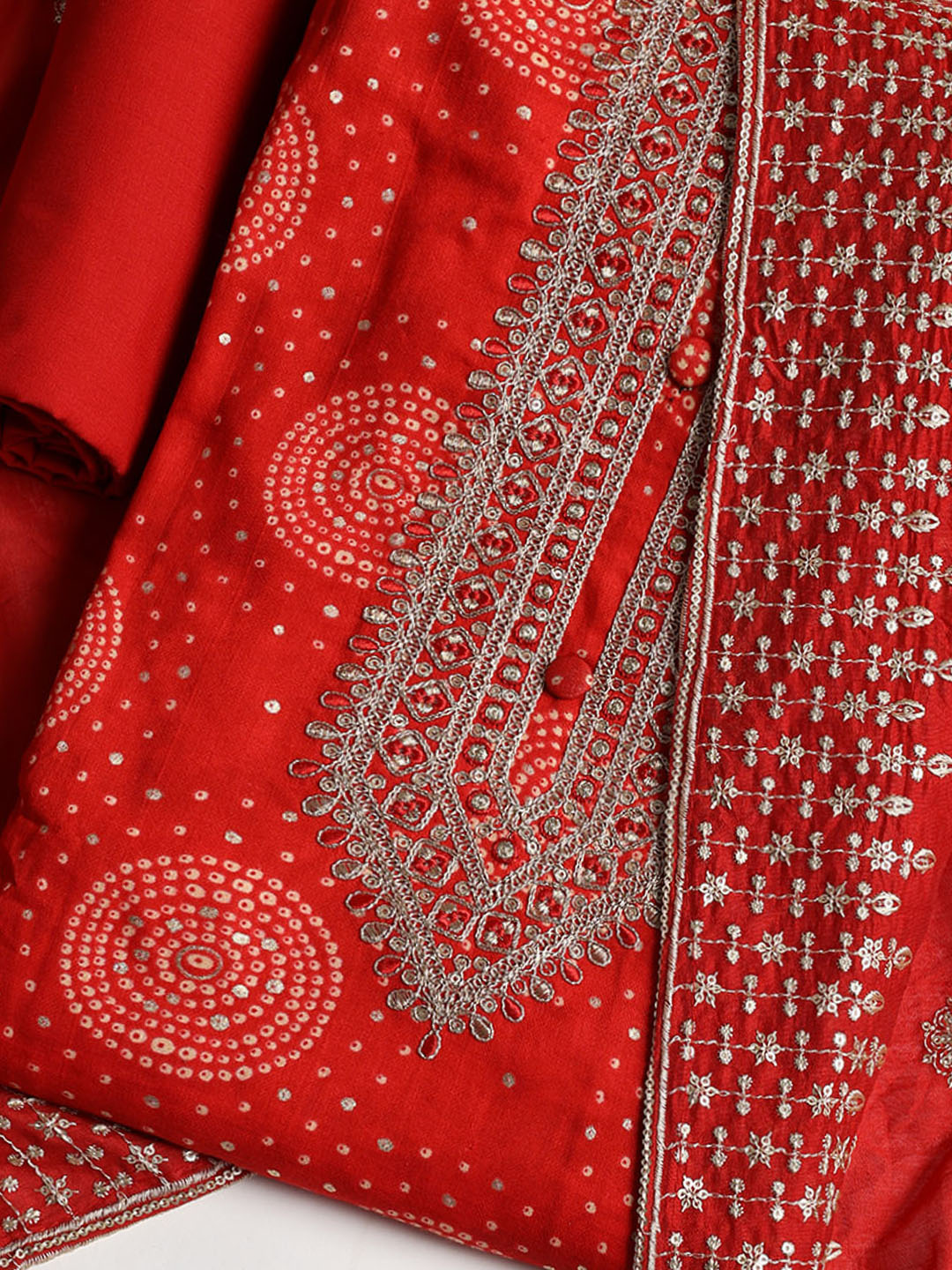 Neck Embroidered Cotton Blend Unstitched Suit With Dupatta
