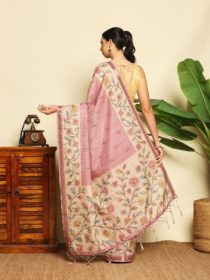 Printed Tussar Saree