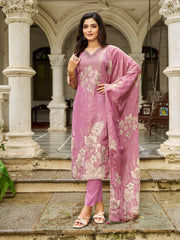 Printed Muslin Kurta With Pants & Dupatta