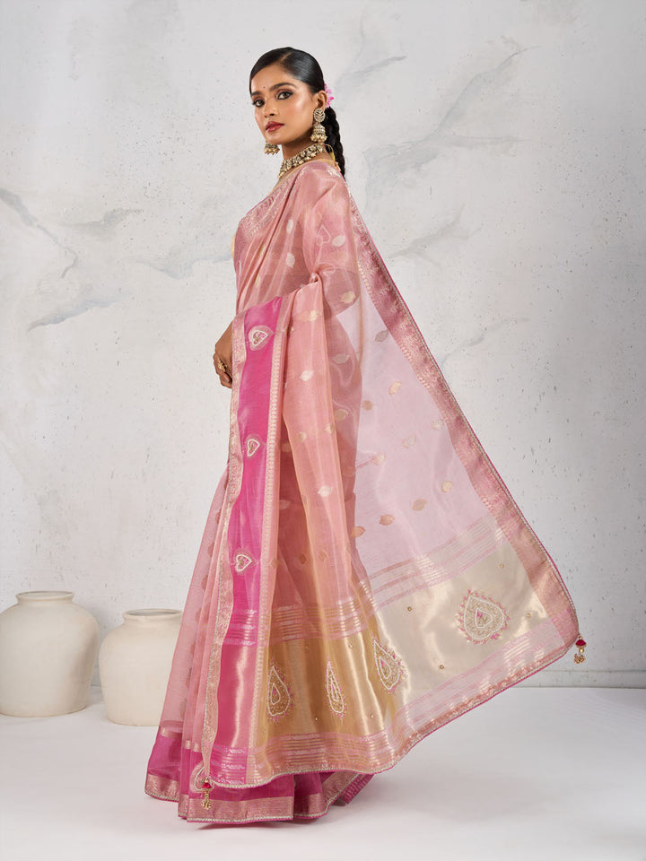 Embroidered Tissue Linen Saree
