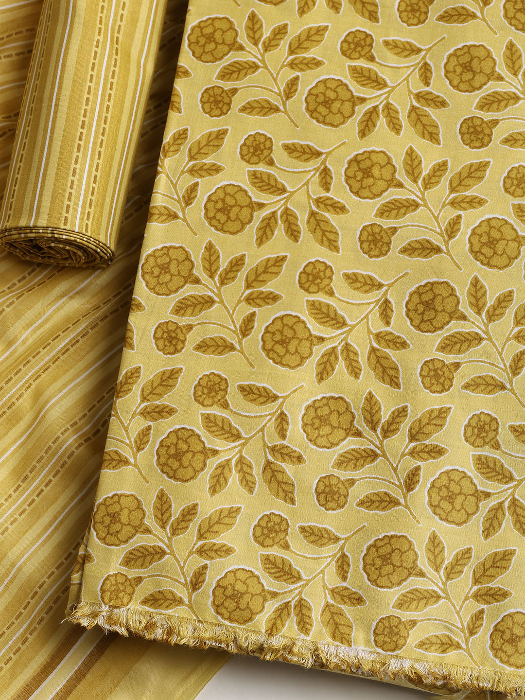 Printed Cotton Blend Unstitched Suit With Dupatta