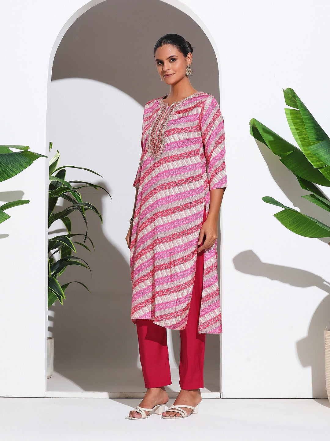 Printed Cotton Blend Kurta With Pant