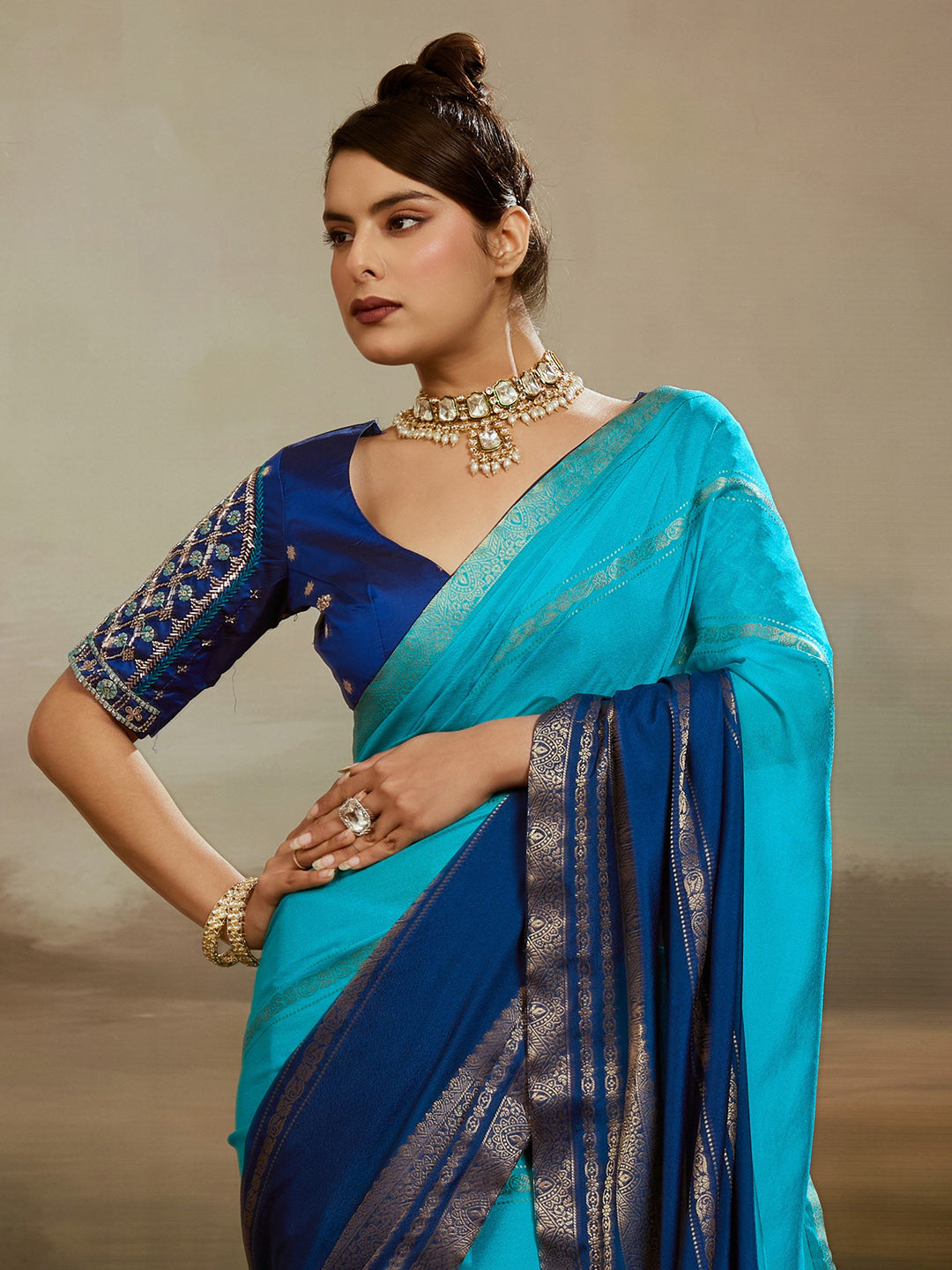 Plain Chiffon Saree