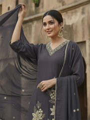 Printed Cotton Blend Kurta With Pant & Dupatta