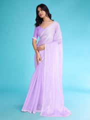 Stone Work Border Chiffon Saree