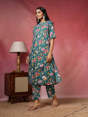 Printed Cotton Blend Kurta With Pants