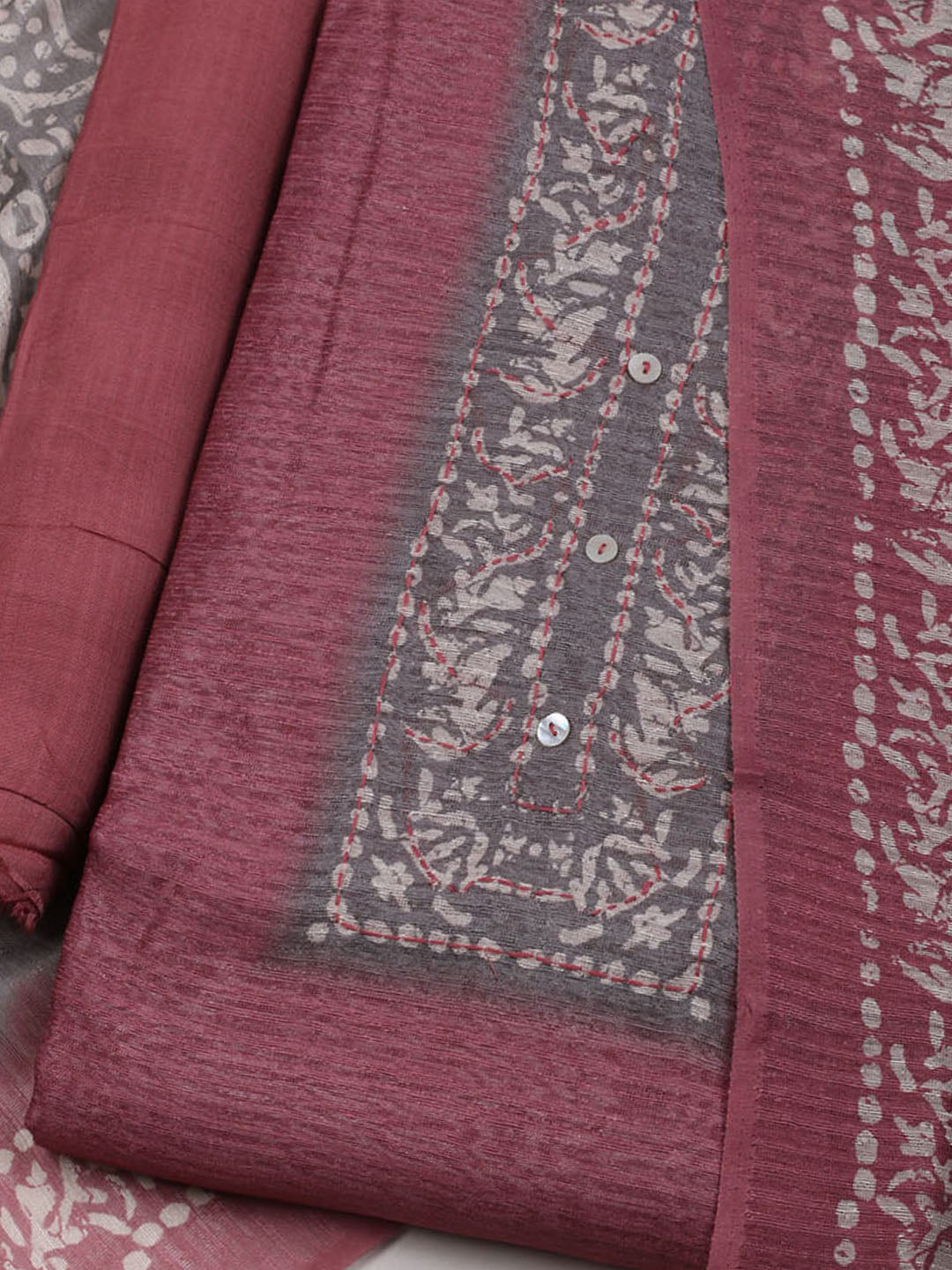 Printed Chanderi Unstitched Suit With Dupatta